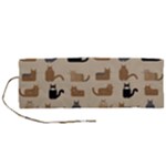 Cat Pattern Texture Animal Roll Up Canvas Pencil Holder (M)