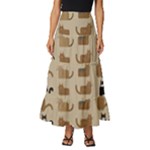Cat Pattern Texture Animal Tiered Ruffle Maxi Skirt