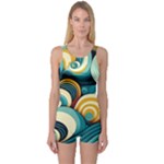 Wave Waves Ocean Sea Abstract Whimsical One Piece Boyleg Swimsuit