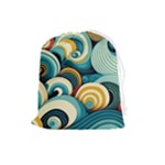 Wave Waves Ocean Sea Abstract Whimsical Drawstring Pouch (Large)