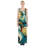 Wave Waves Ocean Sea Abstract Whimsical Thigh Split Maxi Dress