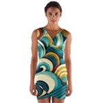 Wave Waves Ocean Sea Abstract Whimsical Wrap Front Bodycon Dress
