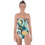 Wave Waves Ocean Sea Abstract Whimsical Tie Back One Piece Swimsuit