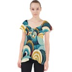 Wave Waves Ocean Sea Abstract Whimsical Lace Front Dolly Top