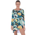 Wave Waves Ocean Sea Abstract Whimsical Asymmetric Cut-Out Shift Dress