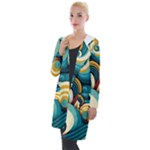 Wave Waves Ocean Sea Abstract Whimsical Hooded Pocket Cardigan