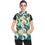 Wave Waves Ocean Sea Abstract Whimsical Women s Puffer Vest