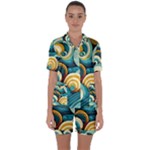 Wave Waves Ocean Sea Abstract Whimsical Satin Short Sleeve Pajamas Set