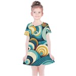 Wave Waves Ocean Sea Abstract Whimsical Kids  Simple Cotton Dress