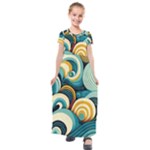 Wave Waves Ocean Sea Abstract Whimsical Kids  Short Sleeve Maxi Dress