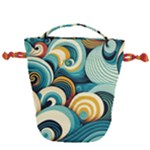 Wave Waves Ocean Sea Abstract Whimsical Drawstring Bucket Bag