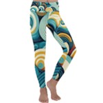 Wave Waves Ocean Sea Abstract Whimsical Kids  Lightweight Velour Classic Yoga Leggings