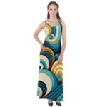 Wave Waves Ocean Sea Abstract Whimsical Sleeveless Velour Maxi Dress