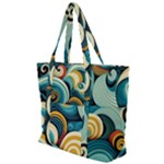 Wave Waves Ocean Sea Abstract Whimsical Zip Up Canvas Bag
