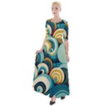 Wave Waves Ocean Sea Abstract Whimsical Half Sleeves Maxi Dress