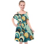 Wave Waves Ocean Sea Abstract Whimsical Kids  Cut Out Shoulders Chiffon Dress