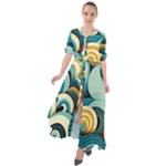 Wave Waves Ocean Sea Abstract Whimsical Waist Tie Boho Maxi Dress