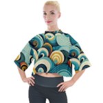 Wave Waves Ocean Sea Abstract Whimsical Mock Neck T-Shirt