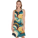 Wave Waves Ocean Sea Abstract Whimsical Knee Length Skater Dress With Pockets