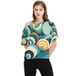 Wave Waves Ocean Sea Abstract Whimsical One Shoulder Cut Out T-Shirt