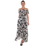 BarkFusion Camouflage Off Shoulder Open Front Chiffon Dress