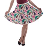 Multi Colour Pattern A-line Skater Skirt