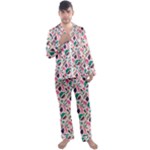 Multi Colour Pattern Men s Long Sleeve Satin Pajamas Set