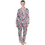 Multi Colour Pattern Women s Long Sleeve Satin Pajamas Set	