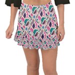 Multi Colour Pattern Fishtail Mini Chiffon Skirt