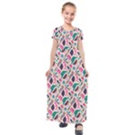 Multi Colour Pattern Kids  Short Sleeve Maxi Dress