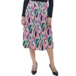Multi Colour Pattern Classic Velour Midi Skirt 