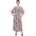 Multi Colour Pattern V-Neck Boho Style Maxi Dress