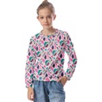 Multi Colour Pattern Kids  Long Sleeve T-Shirt with Frill 