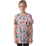 Multi Colour Pattern Fold Over Open Sleeve Top
