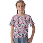 Multi Colour Pattern Kids  Cuff Sleeve Scrunch Bottom T-Shirt