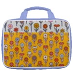 groovy background. simple blooming flowers in 1970s psychedelic hippie style. Travel Toiletry Bag With Hanging Hook