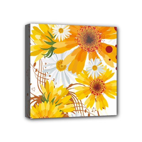 yellow_flower Mini Canvas 4  x 4  (Stretched) from UrbanLoad.com