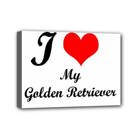 I Love Golden Retriever Mini Canvas 7  x 5  (Stretched) from UrbanLoad.com