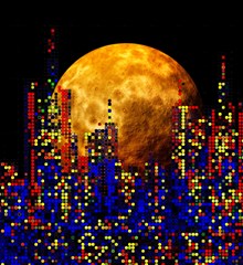 skyline frankfurt abstract moon