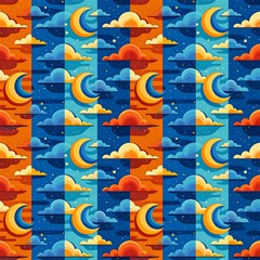clouds stars sky moon day and night background wallpaper