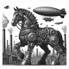 steampunk horse grayscale