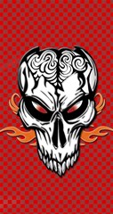 skull illu with back ground red