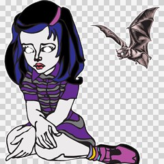 goth girl and bat