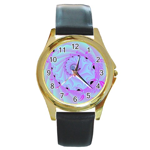 Fractal34 Round Gold Metal Watch from UrbanLoad.com Front