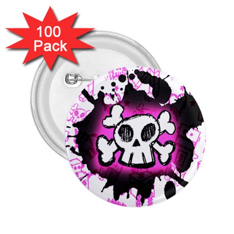 Cartoon Skull 2.25  Button (100 pack) from UrbanLoad.com Front
