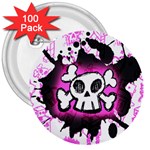 Cartoon Skull 3  Button (100 pack)