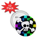 Checker Rainbow Skull 1.75  Button (10 pack) 