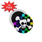 Checker Rainbow Skull 1.75  Magnet (10 pack) 