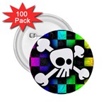 Checker Rainbow Skull 2.25  Button (100 pack)