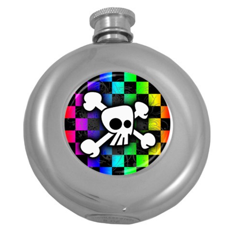 Checker Rainbow Skull Hip Flask (5 oz) from UrbanLoad.com Front